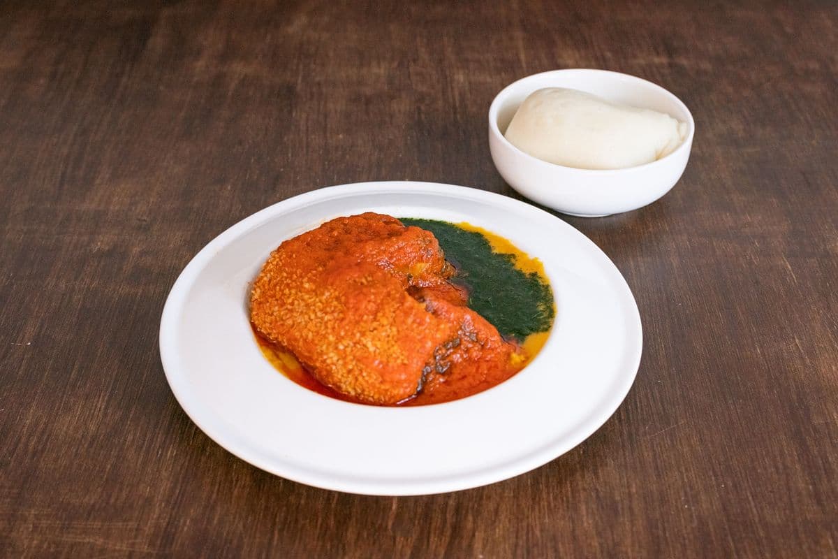 Amala Served with Fried Whiting Fish