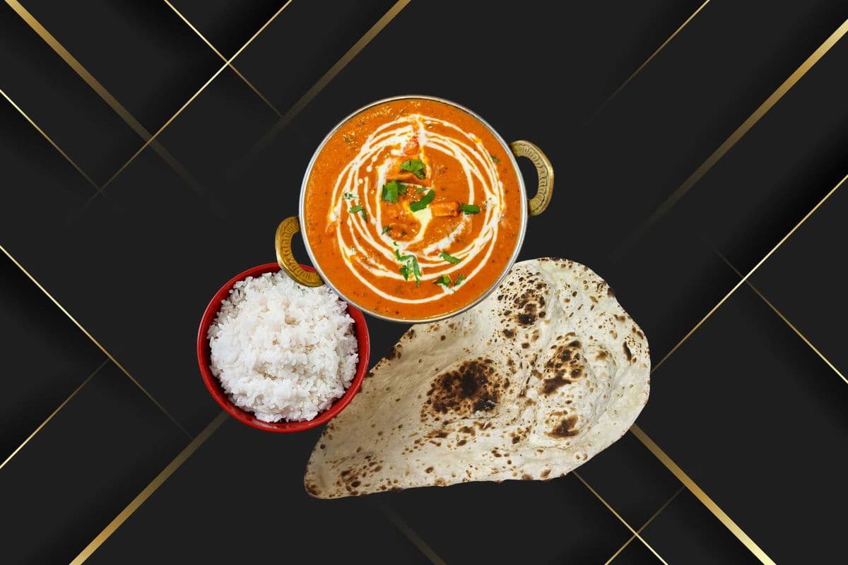 Butter Chicken with Rice and One Naan