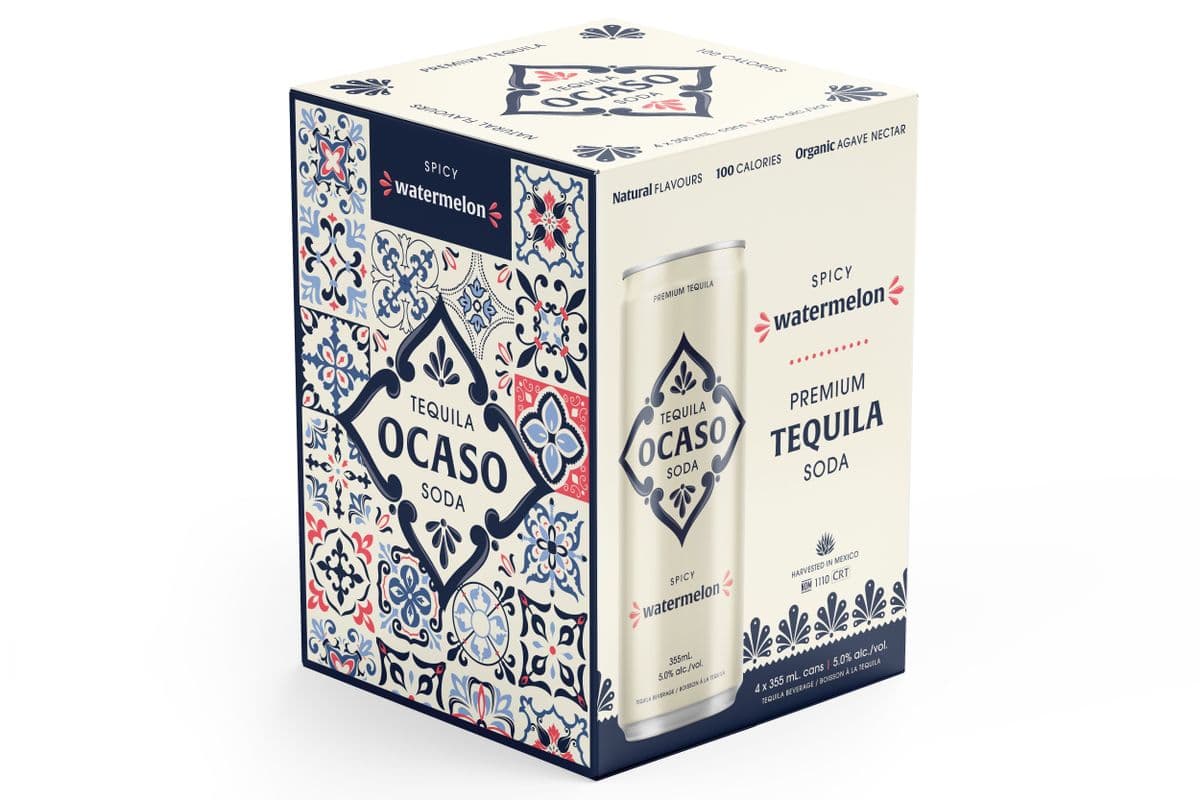 OCASO Tequila Soda Spicy Watermelon (4 cans, 5.0%, and 355 ml Cans) (4 x 355ml)