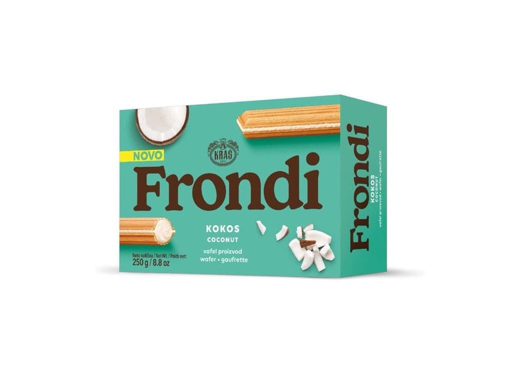 Kras Frondi Coconut Cream Filled Wafer Sticks 250g Croatian Balkan Biscuits