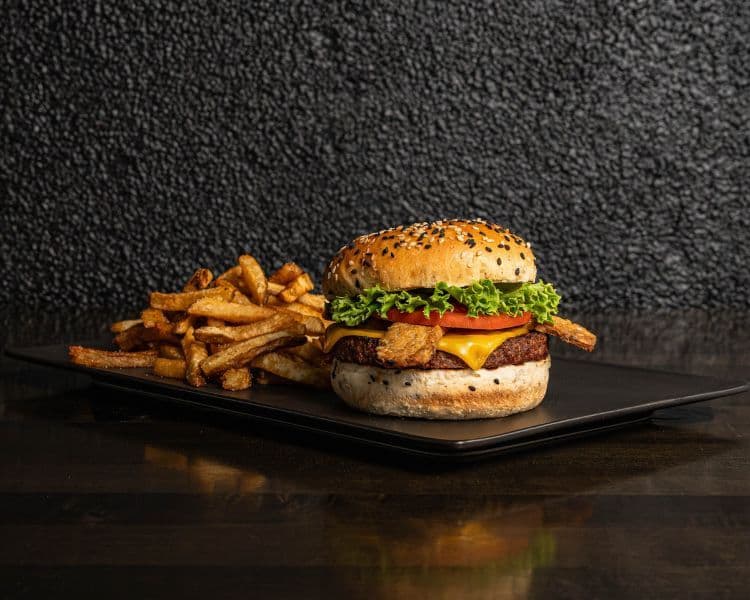 Knock Your Plants Off Vegan Bacon Cheeseburger