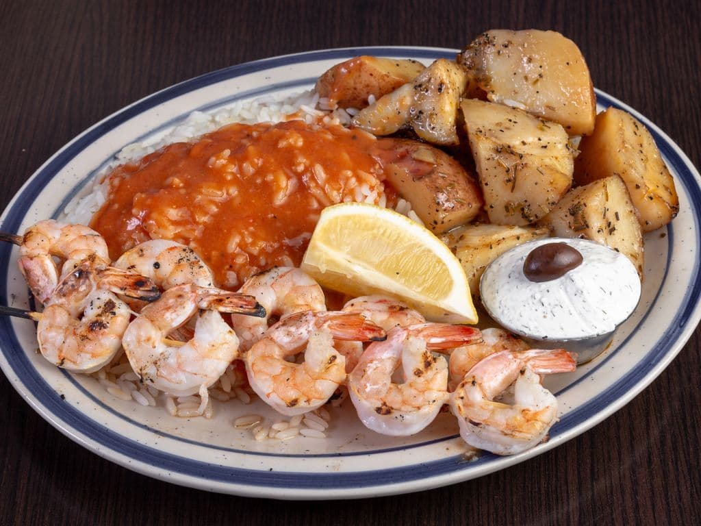 Shrimp Souvlaki Platter