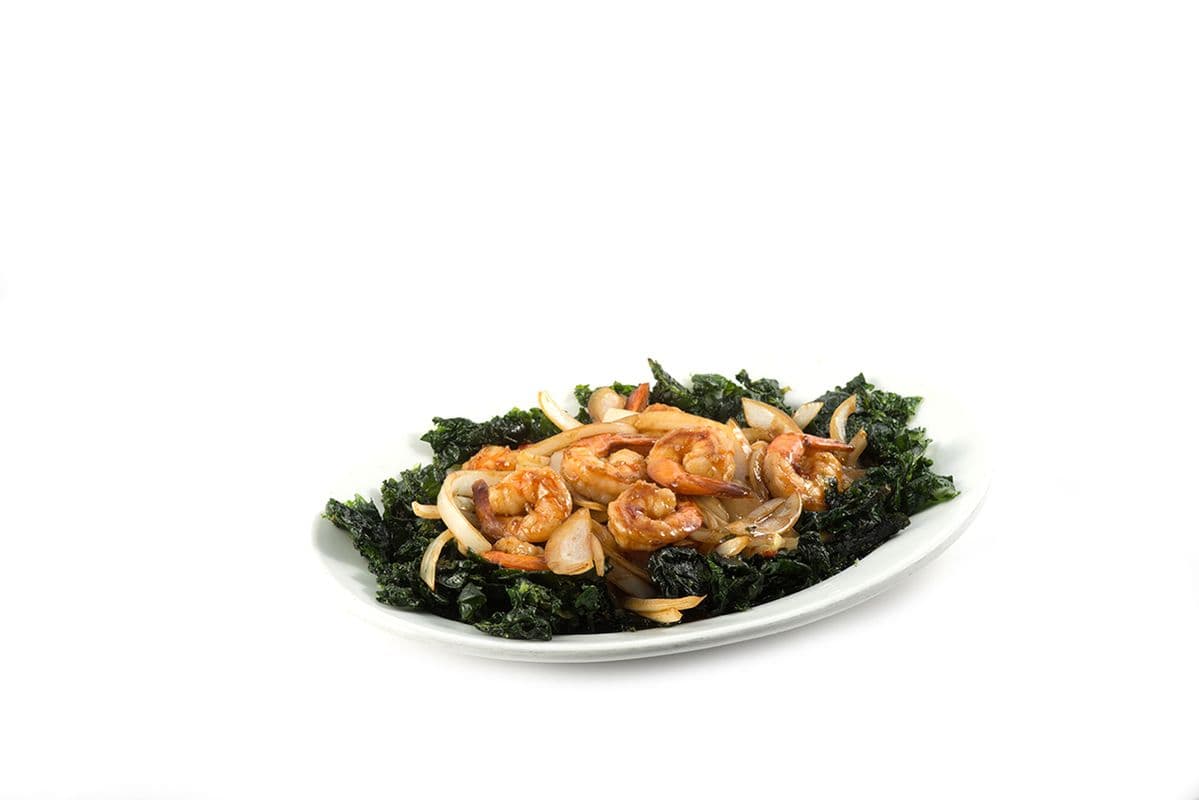 138. Crevettes au poivre et épinards frits / Fried Peppers and Spinach