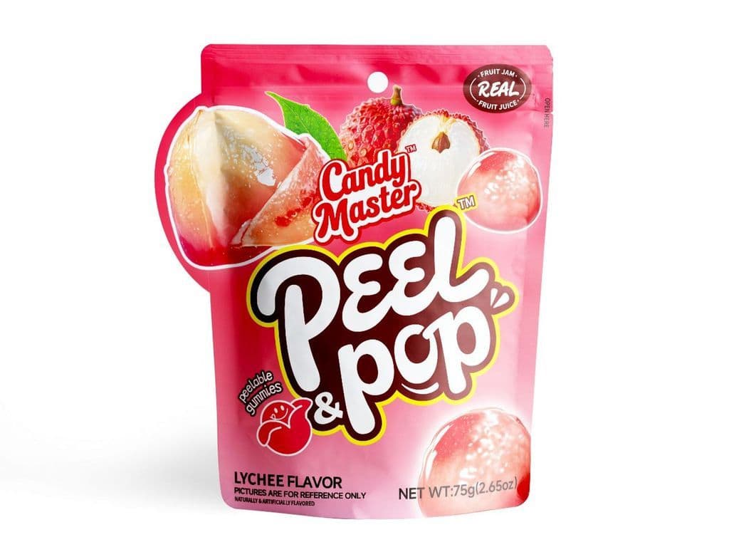 Candy Master Peel Pop Lychee Peelable Gummy Candies 75g