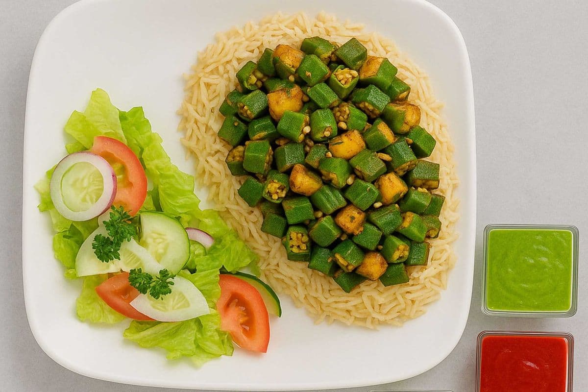 Okra And Potatoes Curry Plate