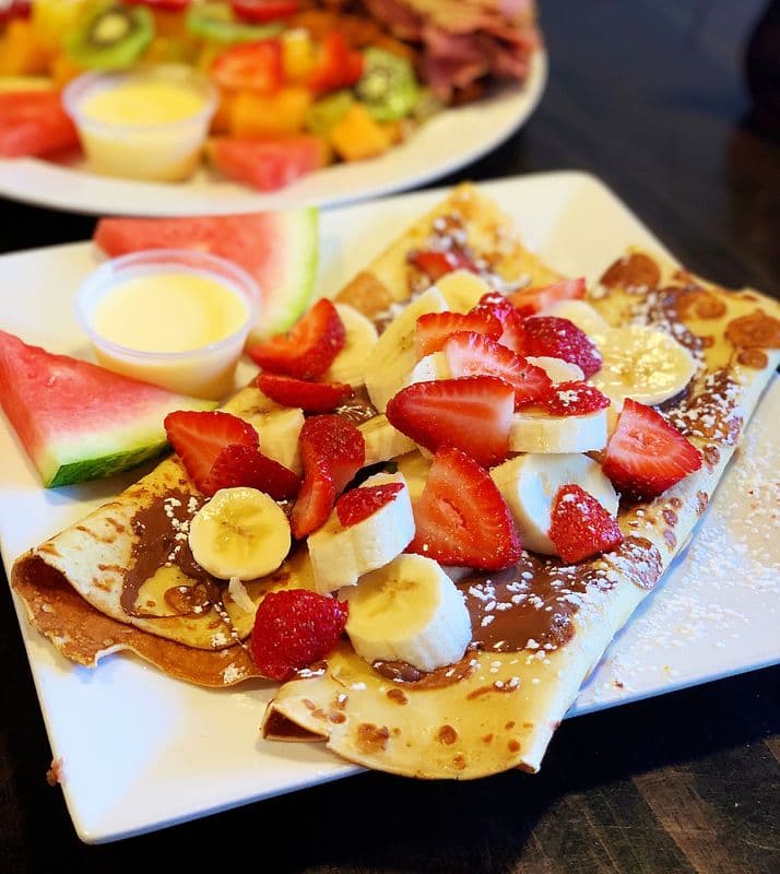 8. Banana, Strawberry, and Nutella Crepe, Pancake, or French Toast