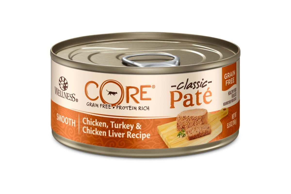 Wellness Core Pate Grain-Free Chicken, Turkey & Chicken Liver Formula Wet Cat Food Cans (5.5 oz)