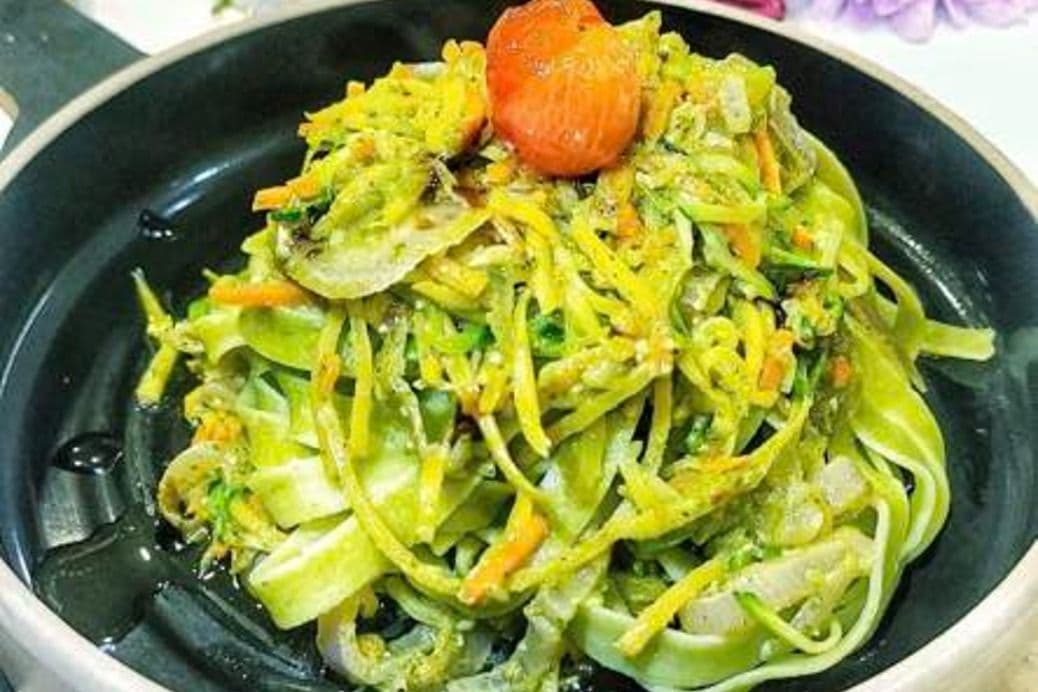 Spaghetti legumes pésto