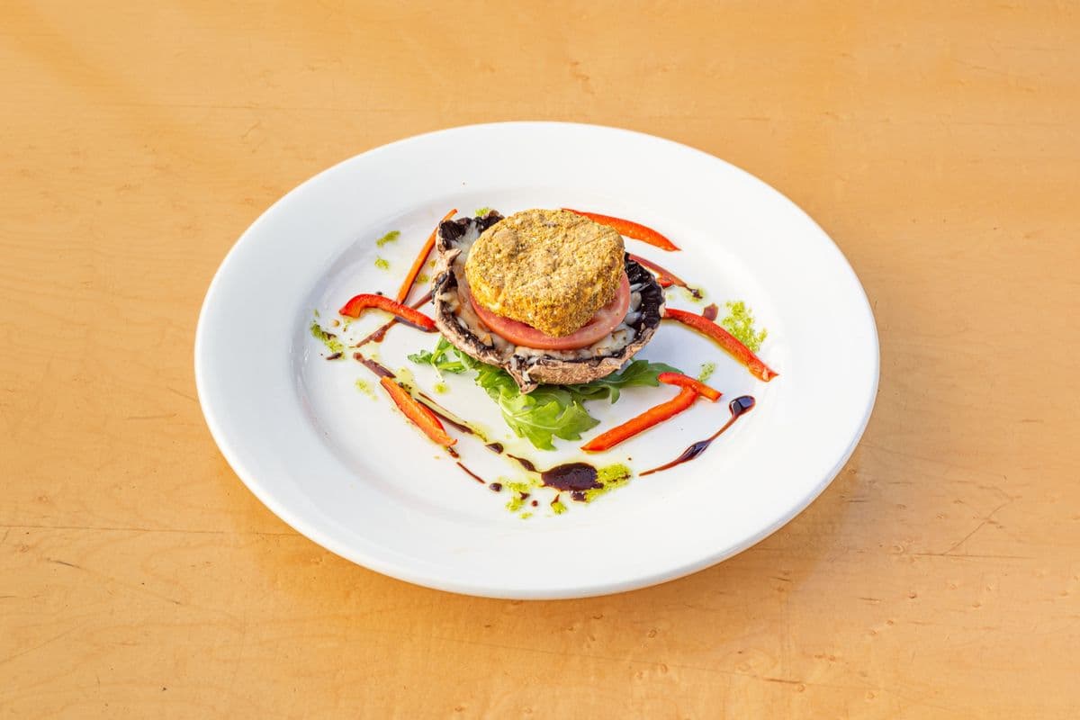 Baked Goat Cheese Filled Portobello Cap
