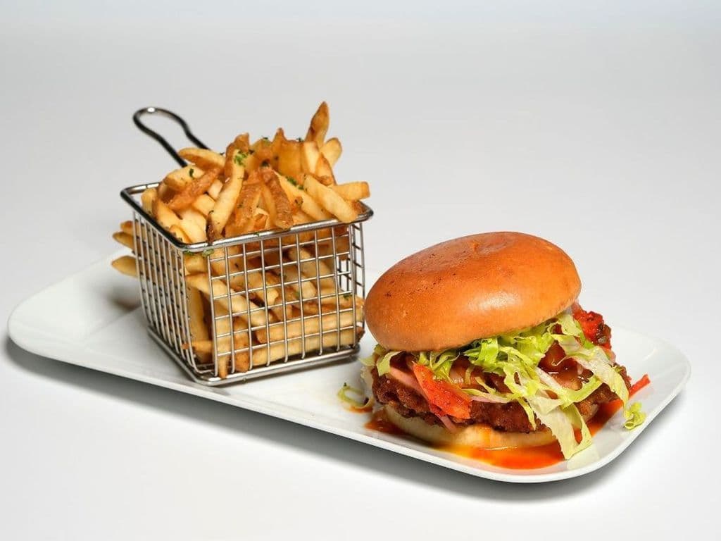 Mango-Kimchi Chicken Burger