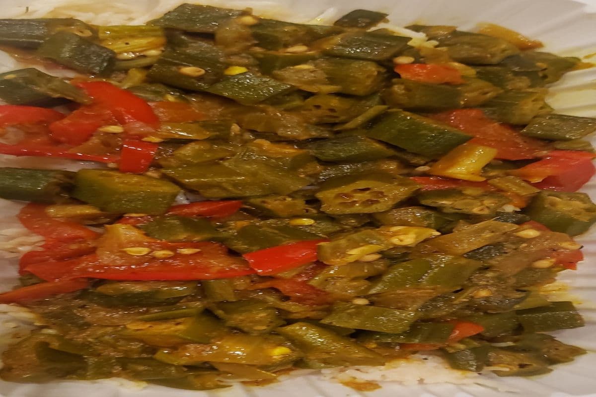 gombo avec du riz //okra with rice