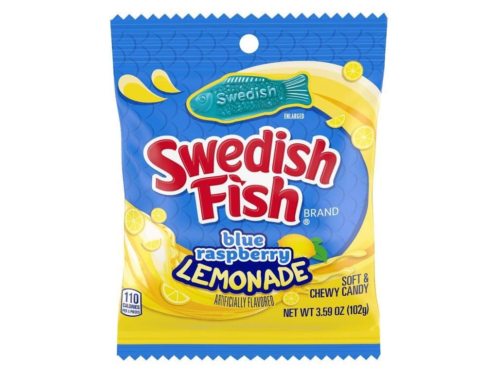 Swedish Fish Blue Raspberry Lemonade Gummy Candy Bag 102g