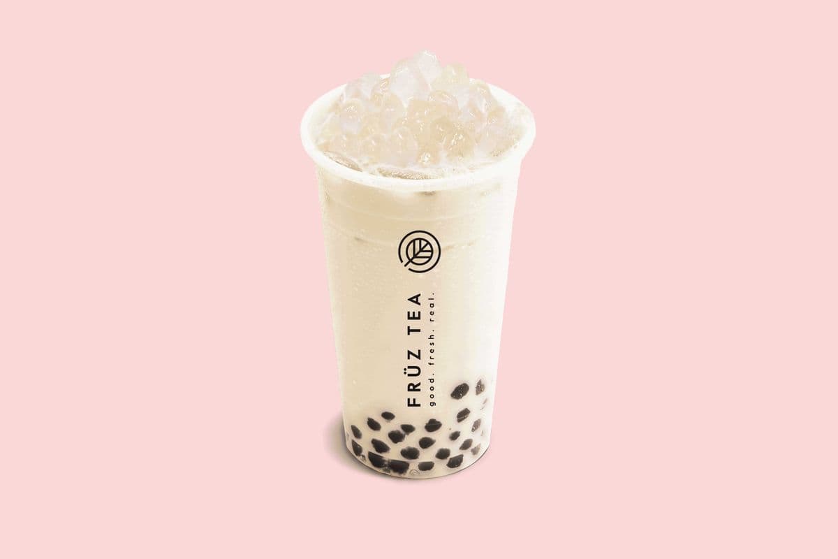 Peach Oolong Milk Tea with Lychee Jelly Boba