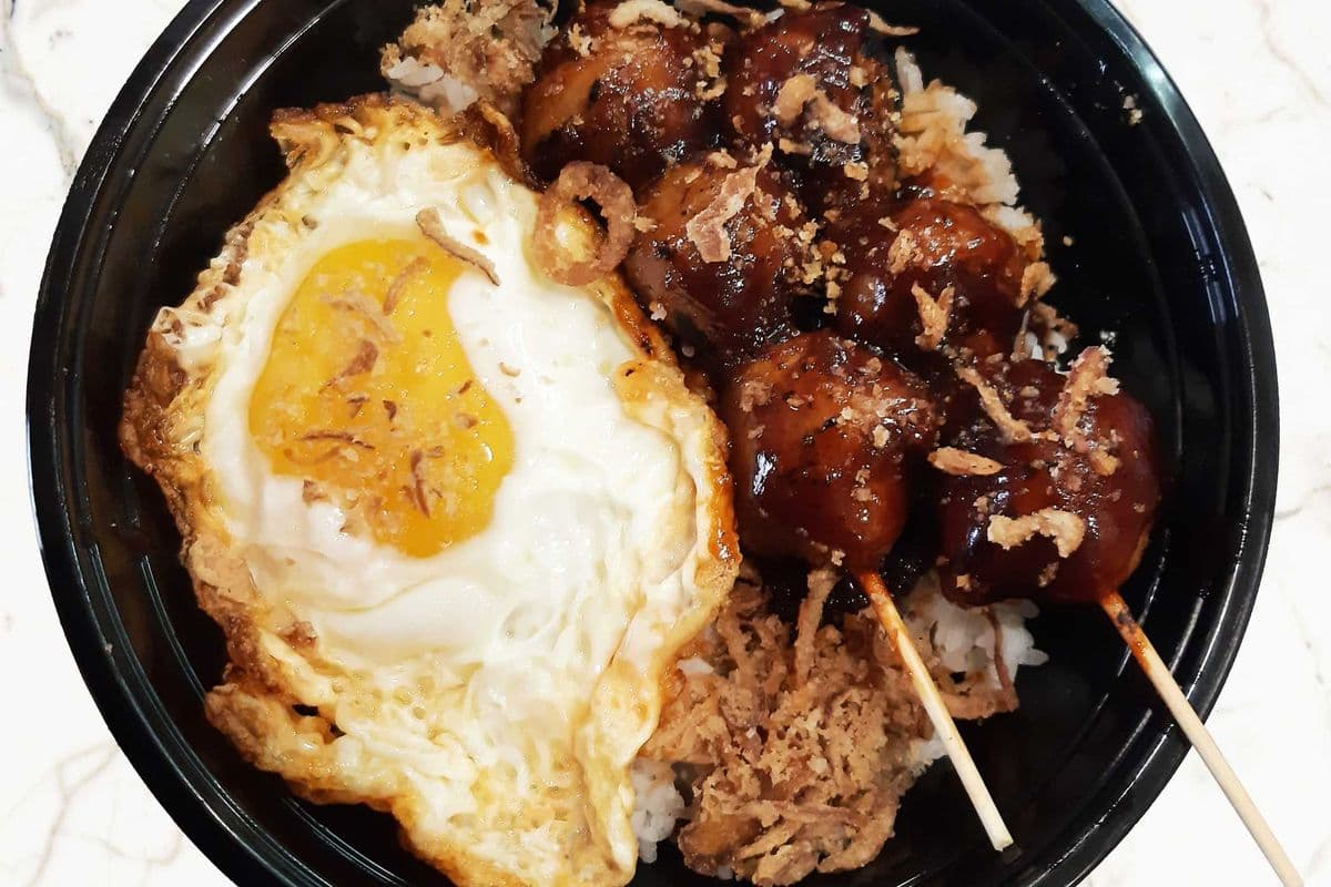 Sate Bakso on Rice