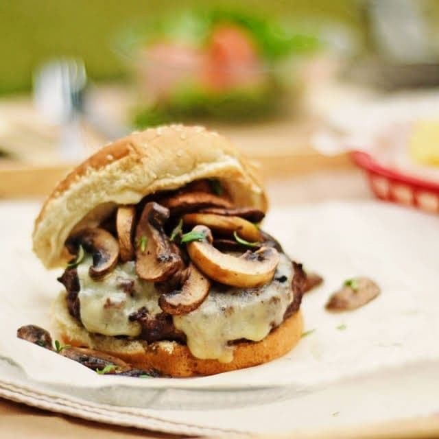 Swiss and Mushroom Cheeseburger