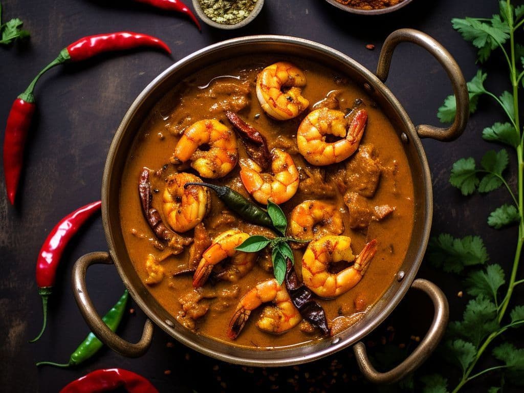 Amaravathi ( Red Chilli ) Shrimp Curry / Curry De Crevetes Piment Rouge