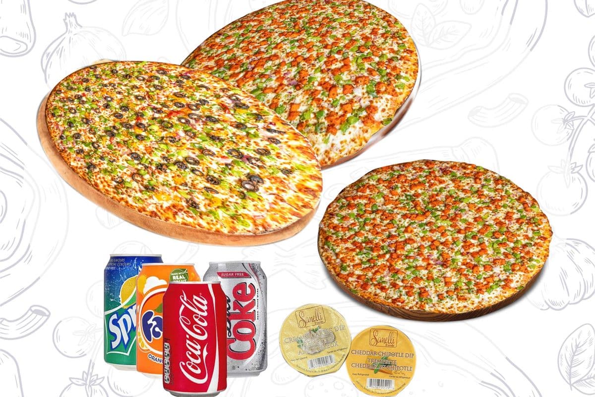 Three Extra Large Pizzas
