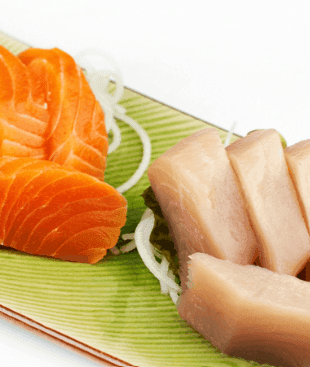 - Salmon and Tuna Sashimi (6 Pieces)