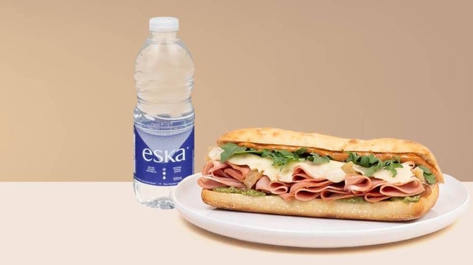 Mortadella sandwich & Water bottle