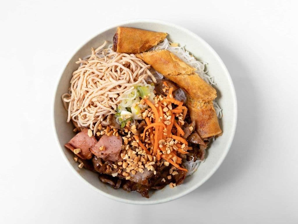 20. Grilled Pork, Meat Balls, Shredded Pork & Spring Roll