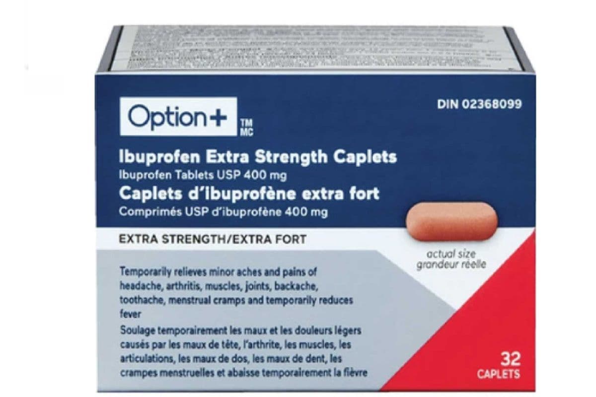 OPTION+ IBUPROFEN EXTRA STRENGTH 400MG CAPLET 32 PACK (32 TABLETS )
