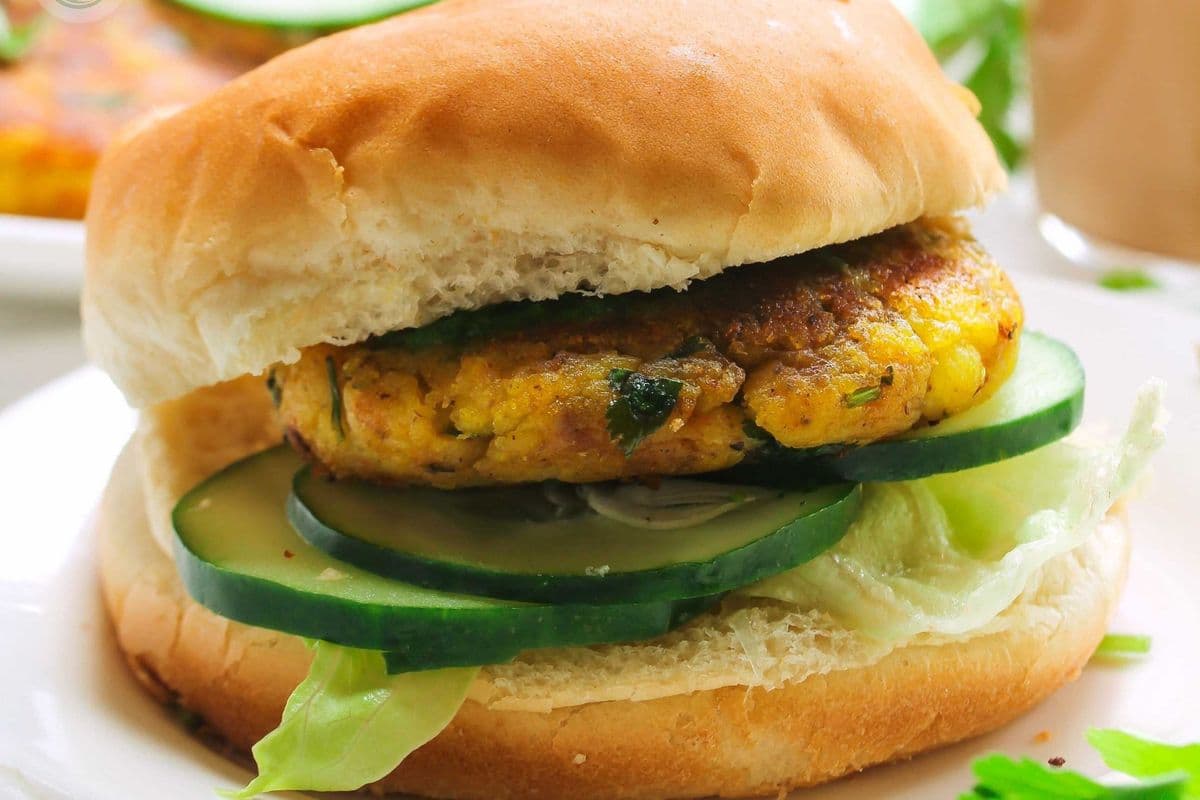 Aloo Tikki Burger and Fries