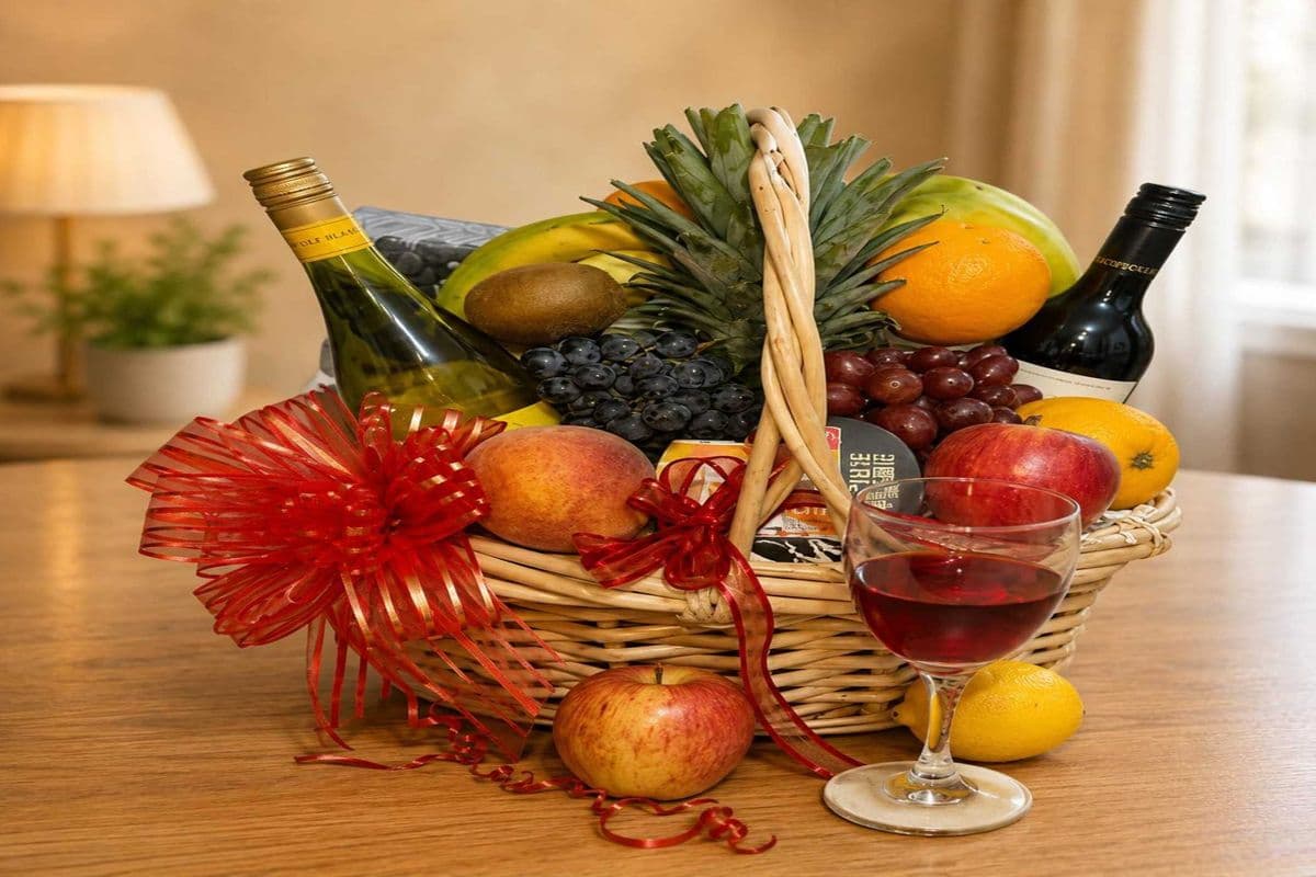 Wine & Fresh Fruit Gift Basket