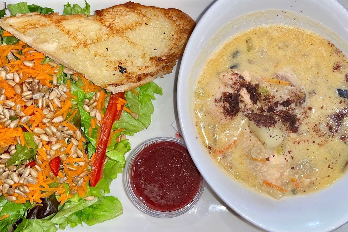 Seafood Chowder and Salad