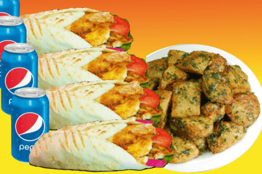 Sandwiches for the Family - Sandwiches (4 pcs), Drinks (4 pcs), and Garlic Potatoes