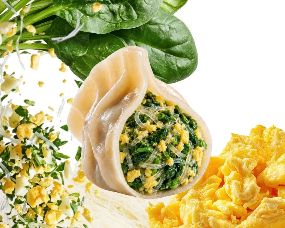 16. Spinach Egg & Vermicelli Dumpling / Épinard, Oeuf et Vermicelli Dumpling