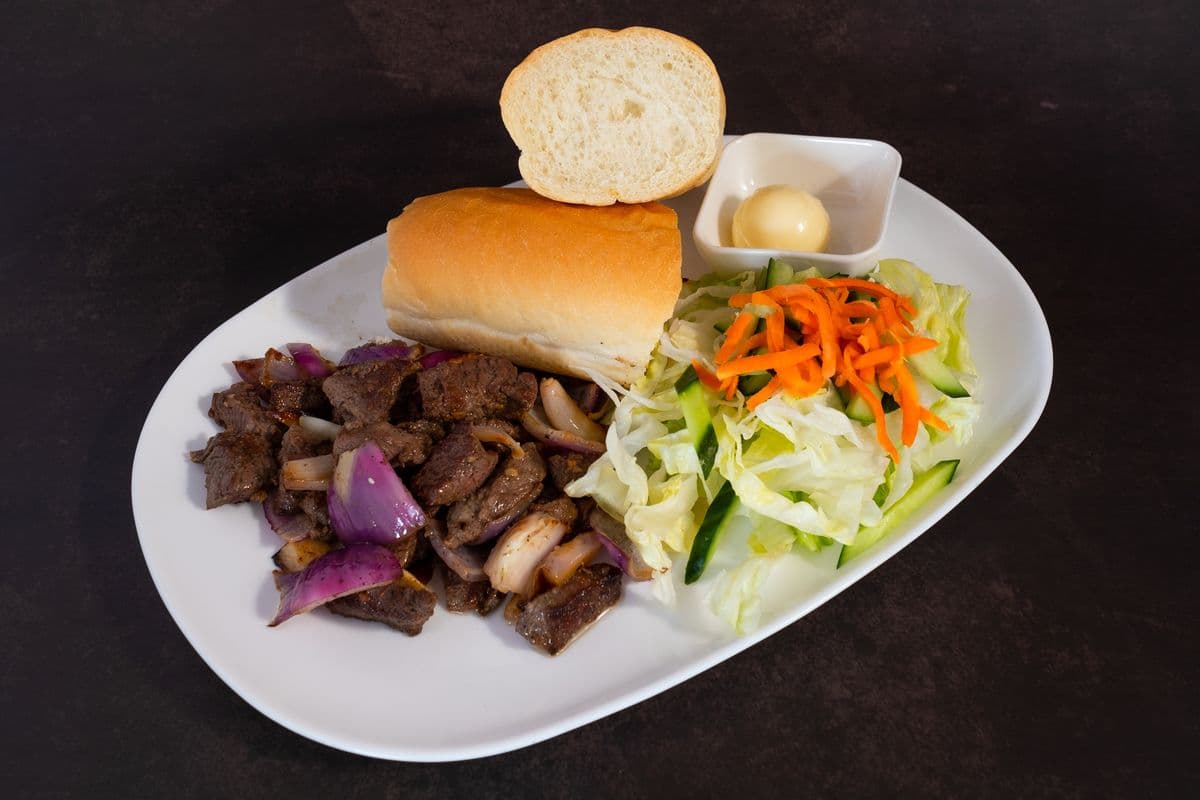 S3. Vietnamese-Style Beef Bites Served with French Bread - Bo Luc Lac