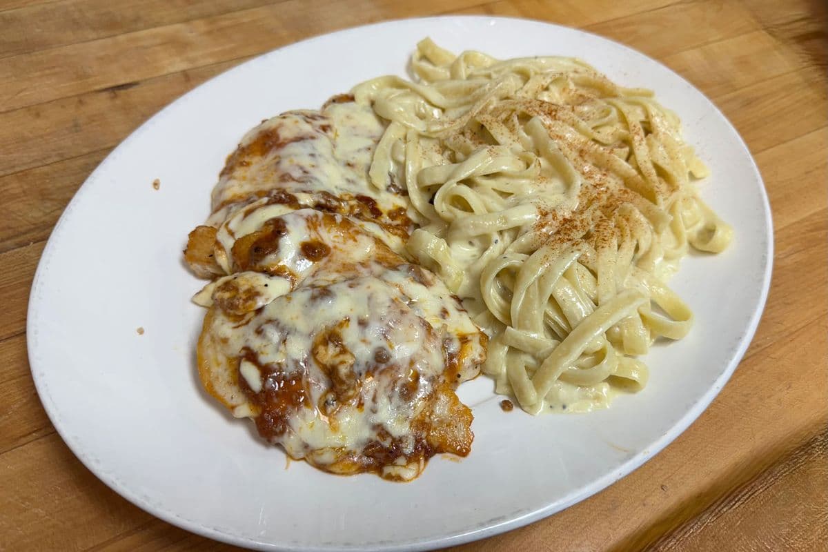 Chicken Parmesan with Fettuccine Alfredo