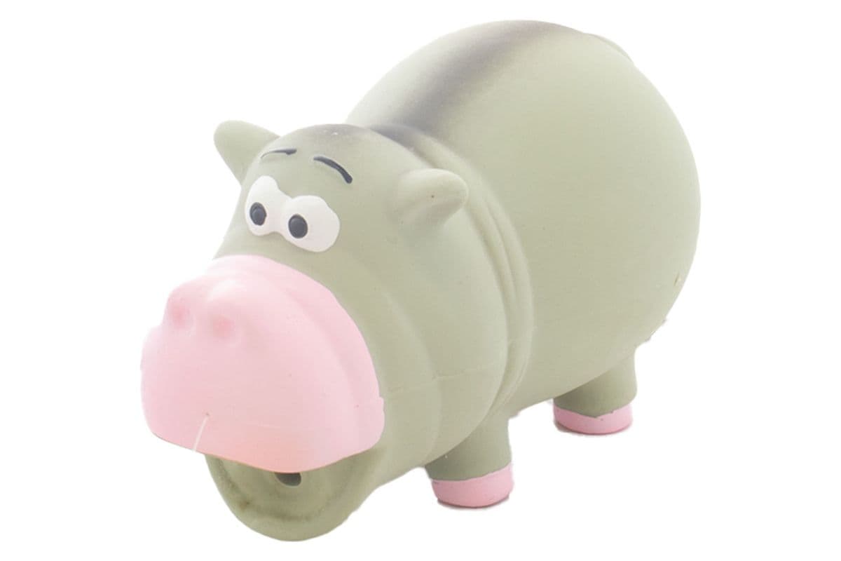 Pampered Pal Hippo Grey & Pink Latex Dog Toy (14.5 cm)