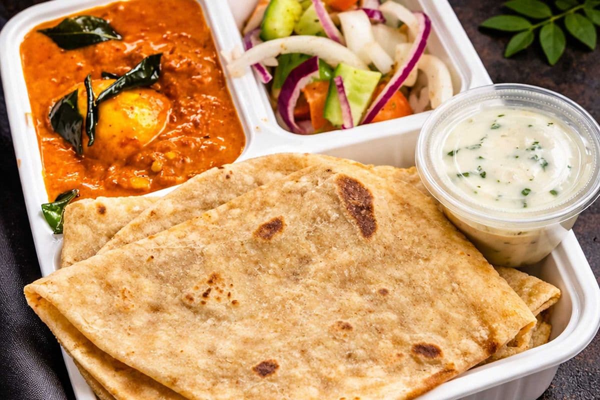 Egg Curry Roti Bowl