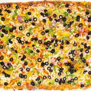 Square Three-Topping Party Pizza and Two Dips