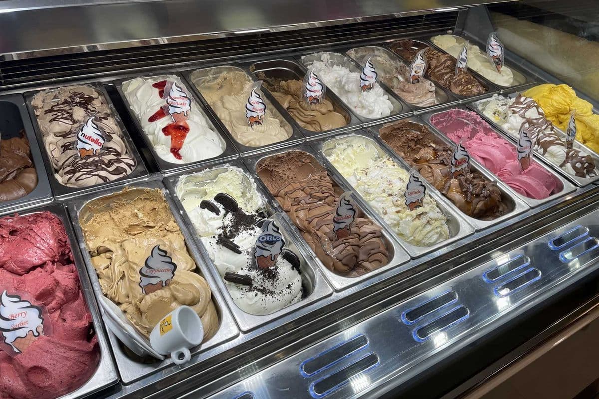 Gelato three scoops in cup