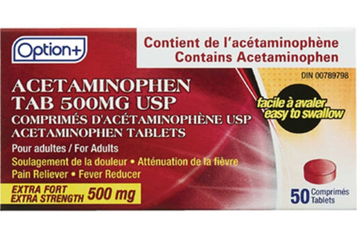 Option+ Acetaminophen Tablets 500 mg (Tylenol) (50 Tablets)