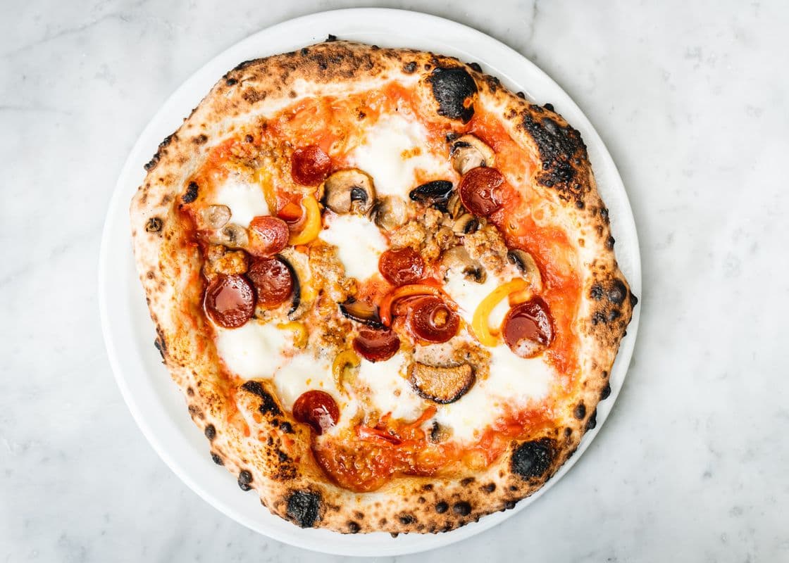 Salami, champignons et poivrons / Salami, Mushroom, and Peppers