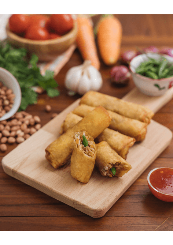 Pork and Vegetable Spring Rolls with Plum Dipping Sauce (3 pcs)