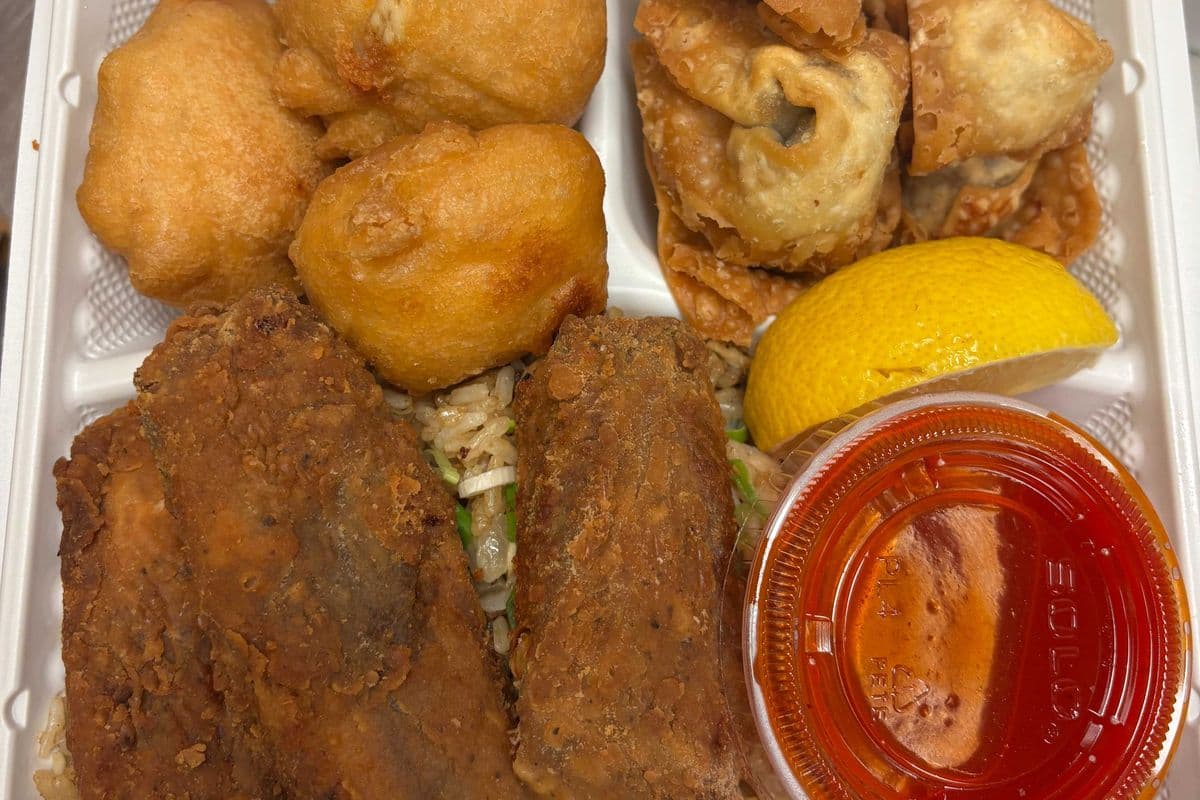 9. Sweet-and-Sour Chicken Balls, Bon Bon Spareribs, Sweet-and-Sour Wontons, and Chicken Fried Rice