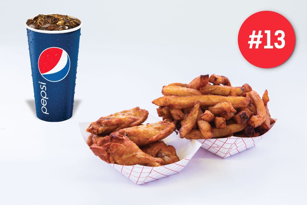 TRIO #13 8 AILES DE POULET + FRITES + LIQUEUR