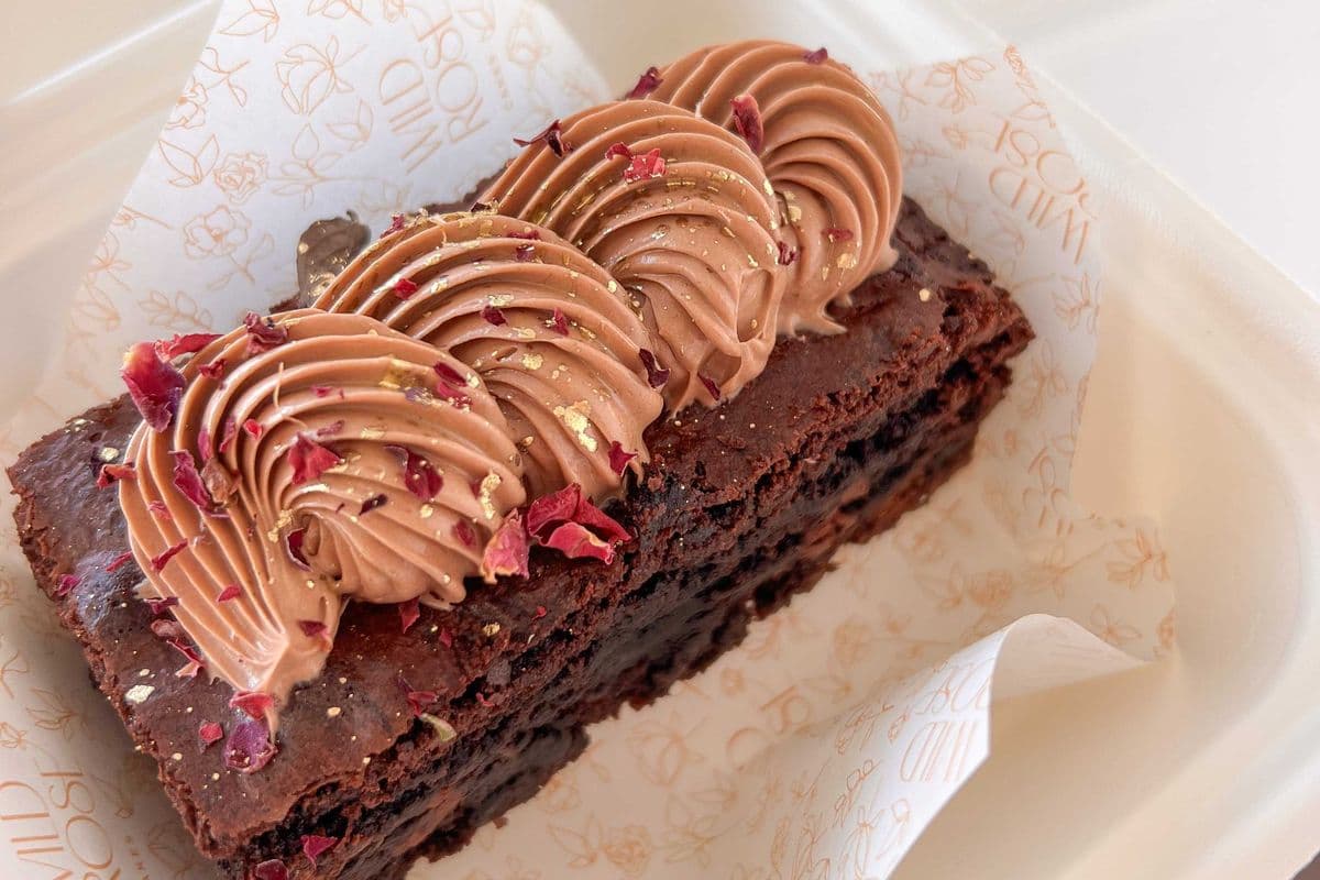 Glutenless Brownie, Candy Cane Topped