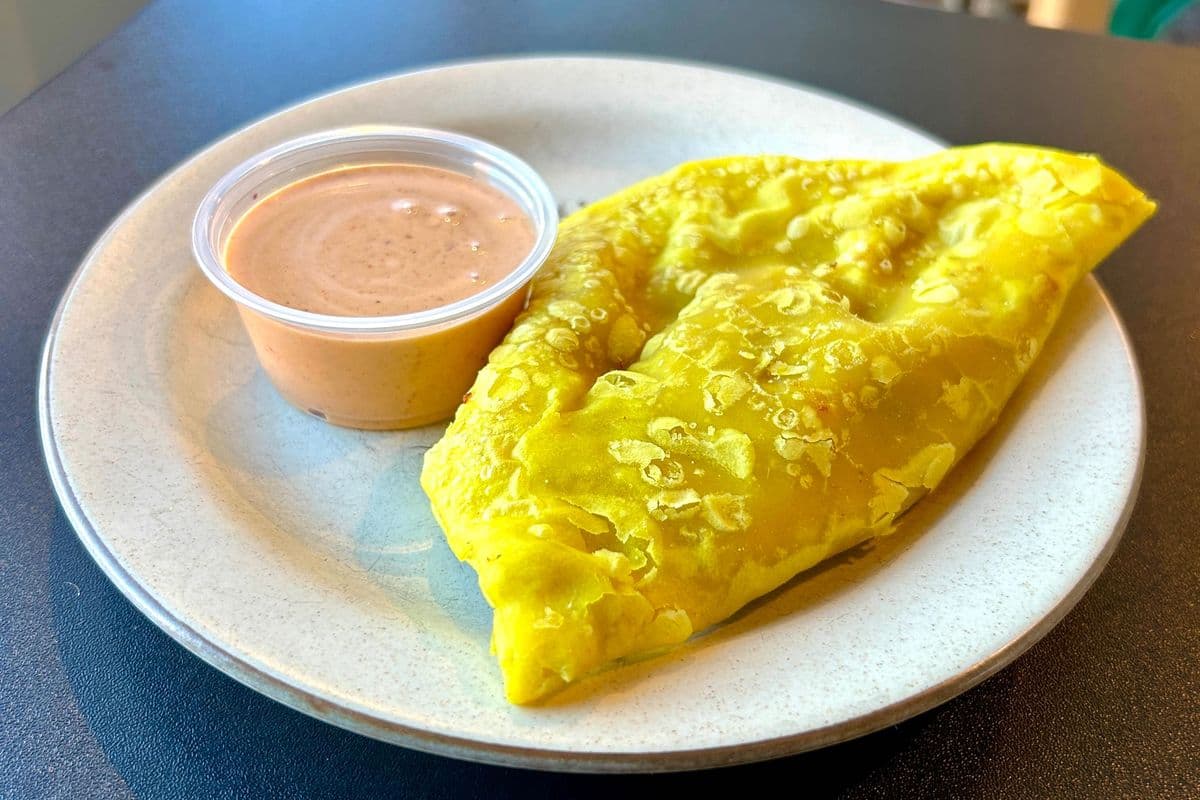 Jamaican Patty with Dynamite Sauce