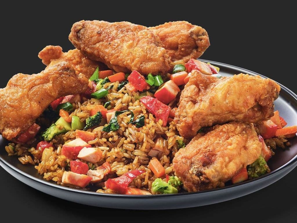 Chicken Fried Rice with Wings on Top