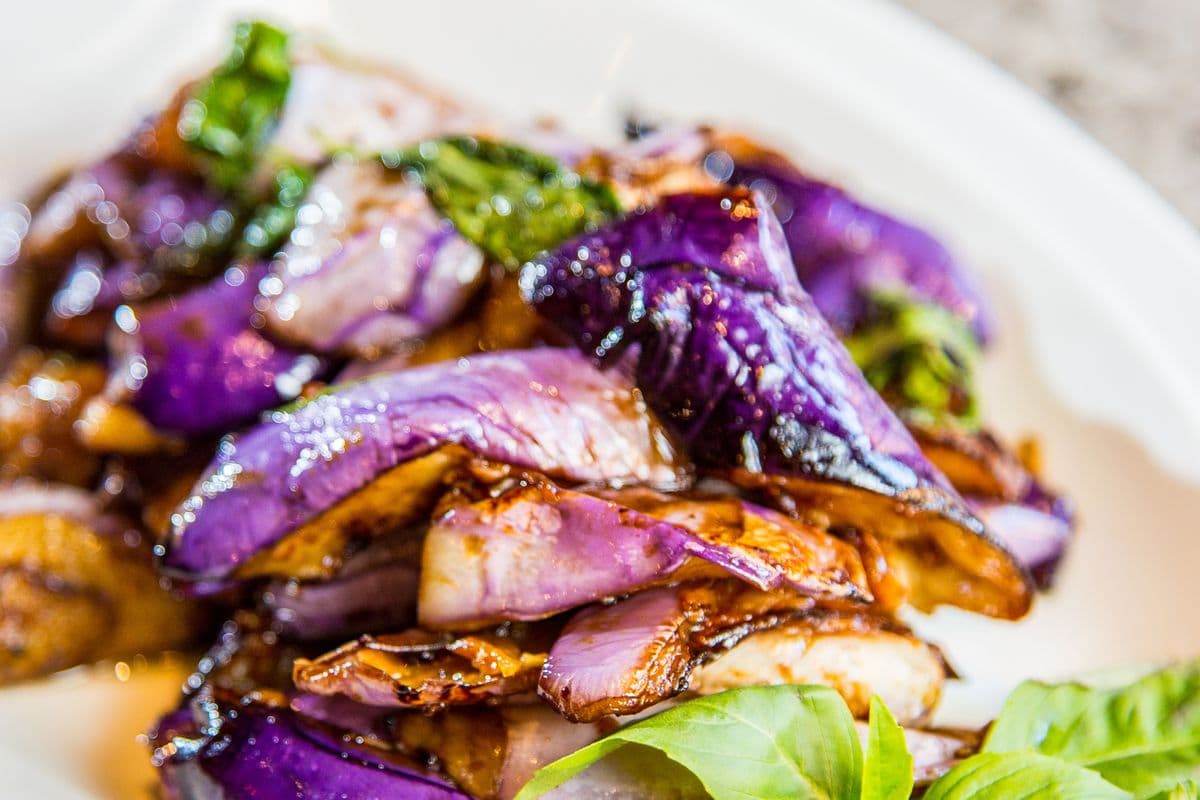 Wok Fried Eggplant and Basil