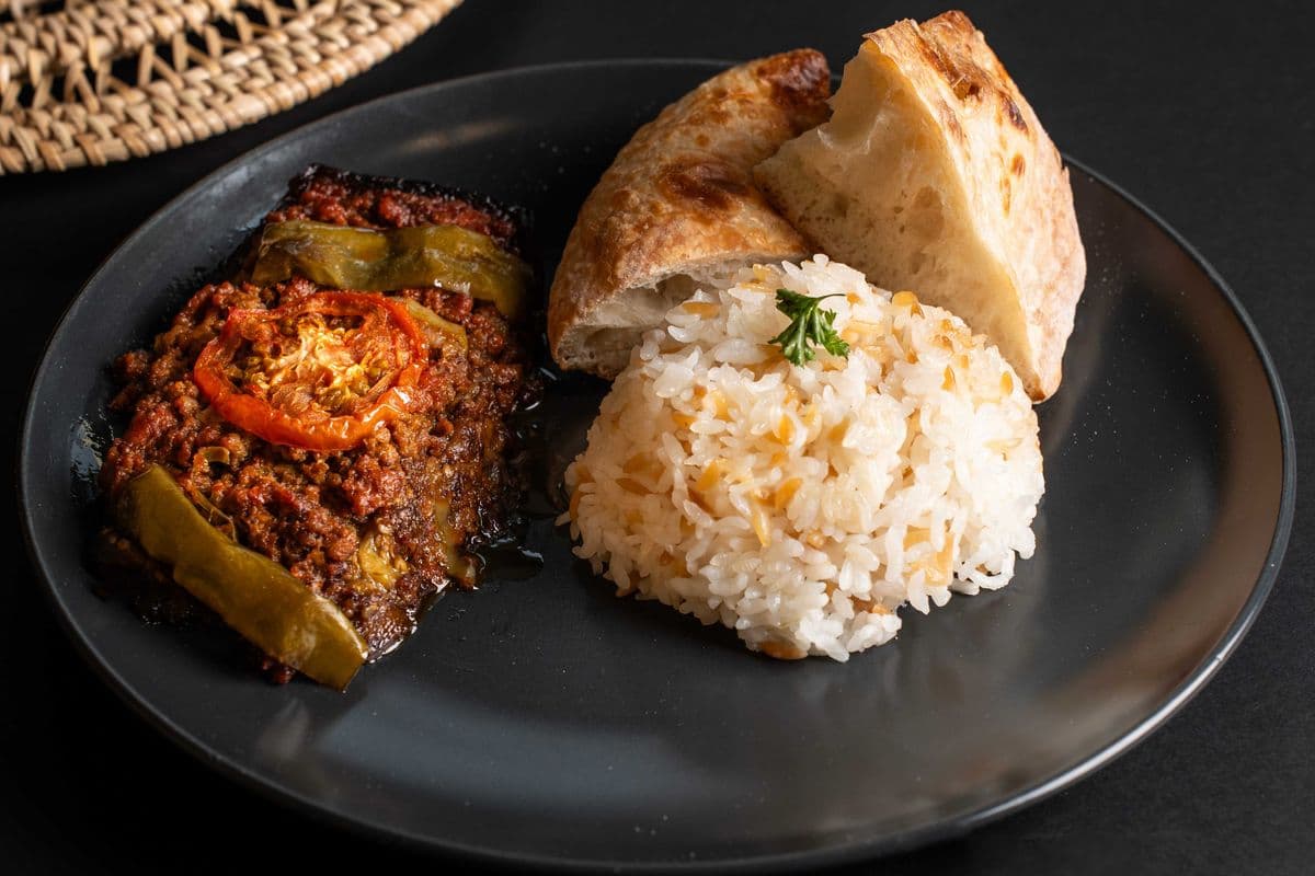 Karniyarik (Stuffed Eggplant) Platter