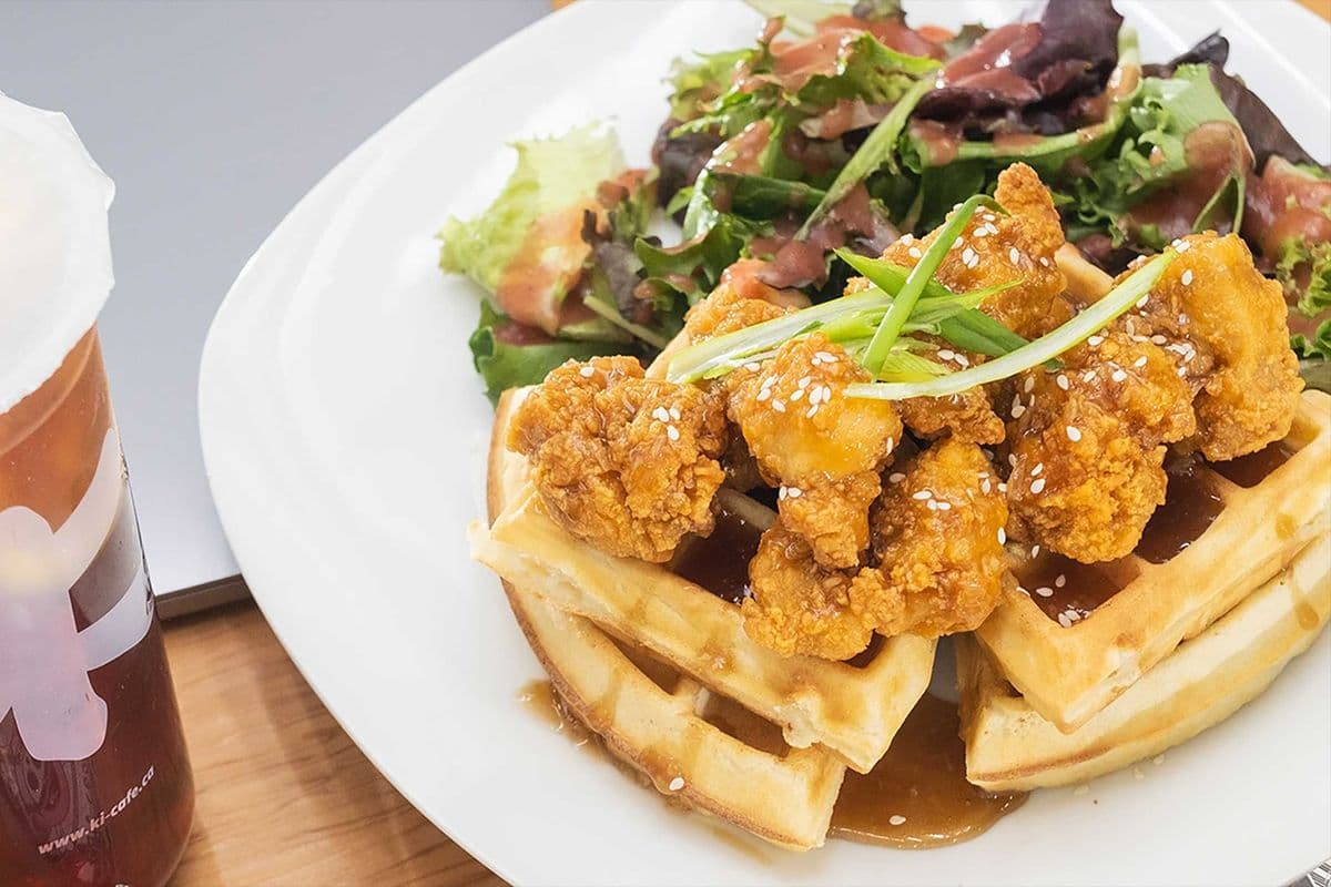 Honey Butter Garlic Fried Chicken Waffles