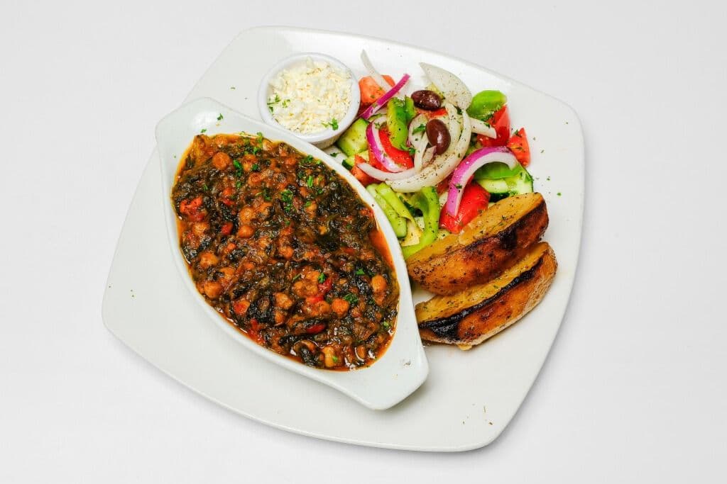 Spinach Chickpea Casserole (Vegan Option No Feta)