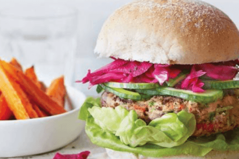 Veg Burger with fries