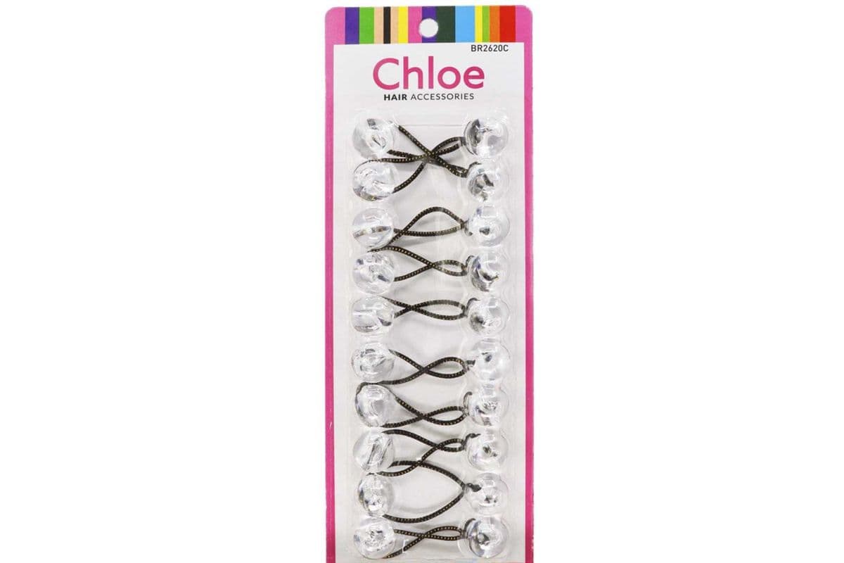 Clear CHLOE 20mm Twin Beads Ponytailers (10pcs)